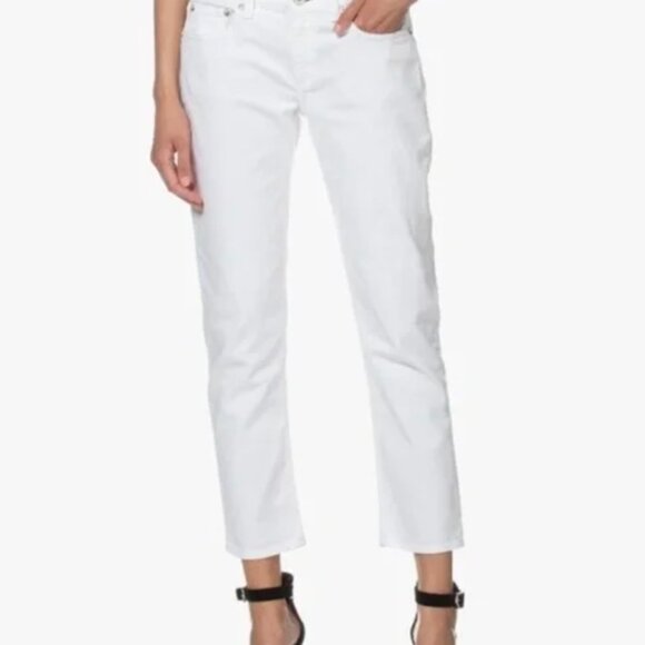 Rag & Bone Dre Mid Rise Boyfriend White Denim Jeans-Size 31 - Picture 1 of 13